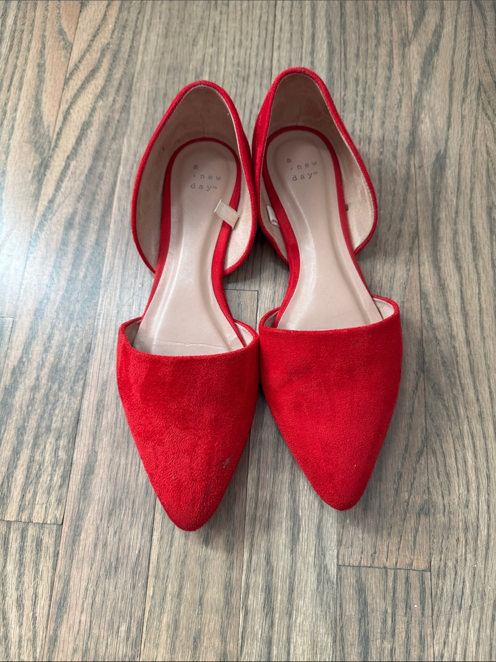 a new day Red Pointed-Toe D'Orsay Flats